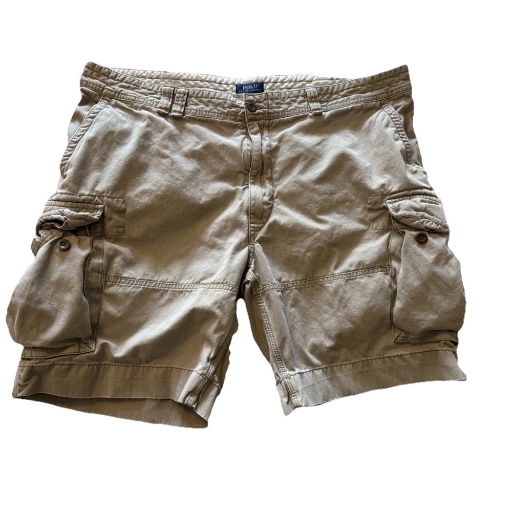 Polo Ralph Lauren Shorts Men 48 B Cargo Khaki Tan Classic Chino Preppy Vintage